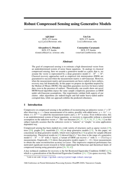 Robust Compressed Sensing Using Generative Models