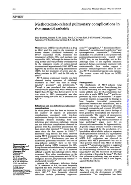 Methotrexate-Related Pulmonary Complications in Rheumatoid Arthritis