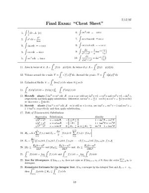 Final Exam: Cheat Sheet"