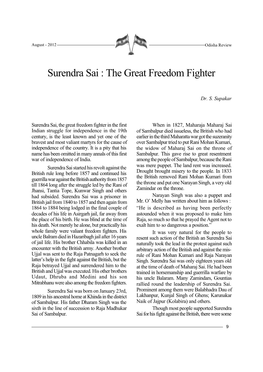 Surendra Sai : the Great Freedom Fighter