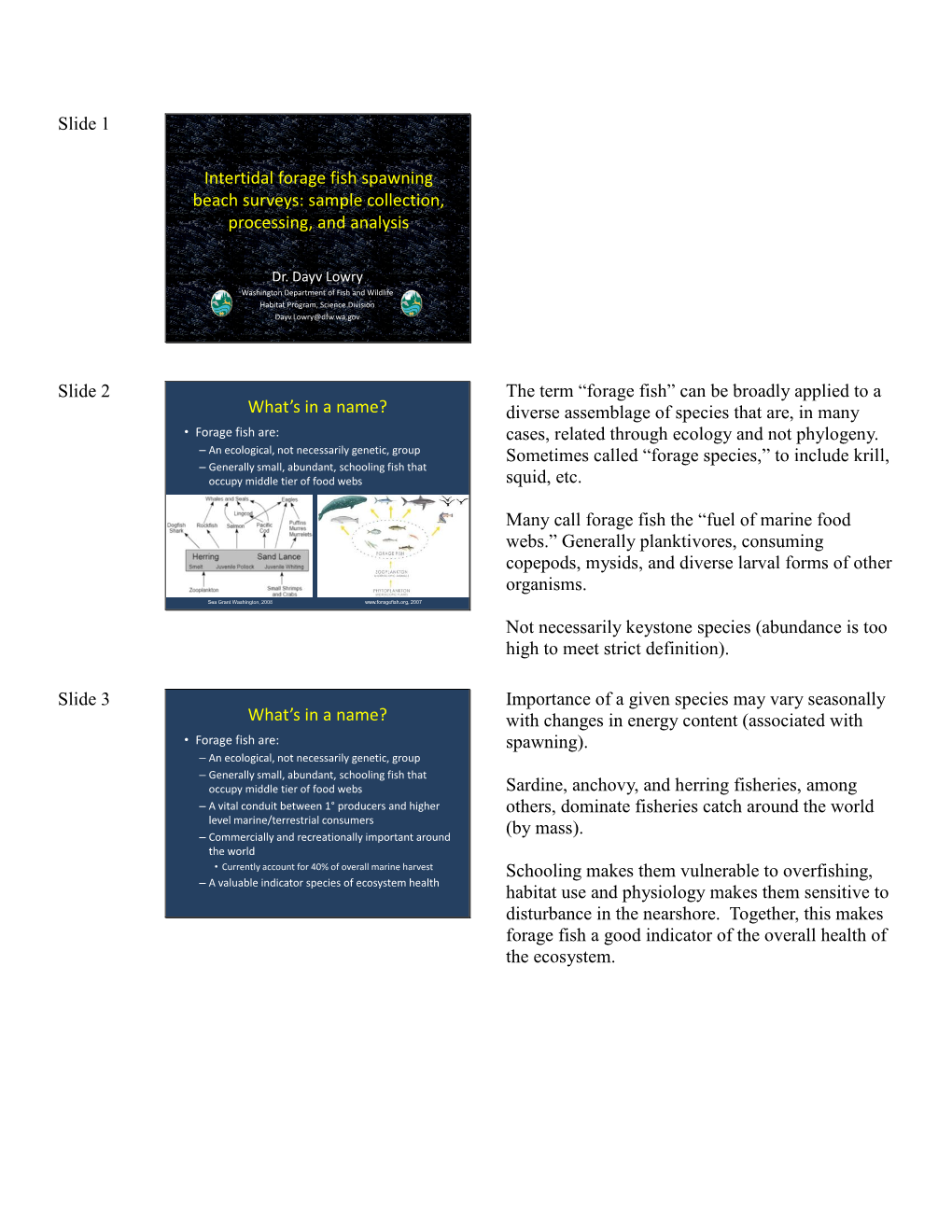 Forage Fish Spawning Beach Surveys: Sample Collection, Processing, and ...