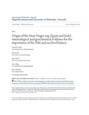 Origin of the Sinai-Negev Erg, Egypt and Israel: Mineralogical and Geochemical Evidence for the Importance of the Nile and Sea Level History Daniel R