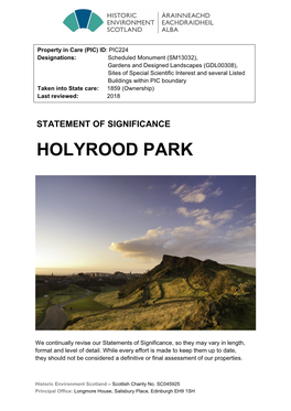 Holyrood Park Statement of Significance
