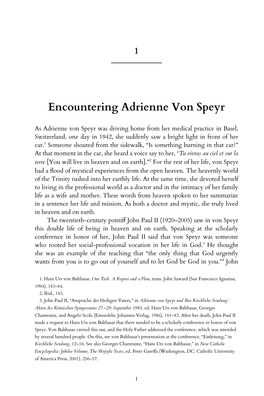 Encountering Adrienne Von Speyr