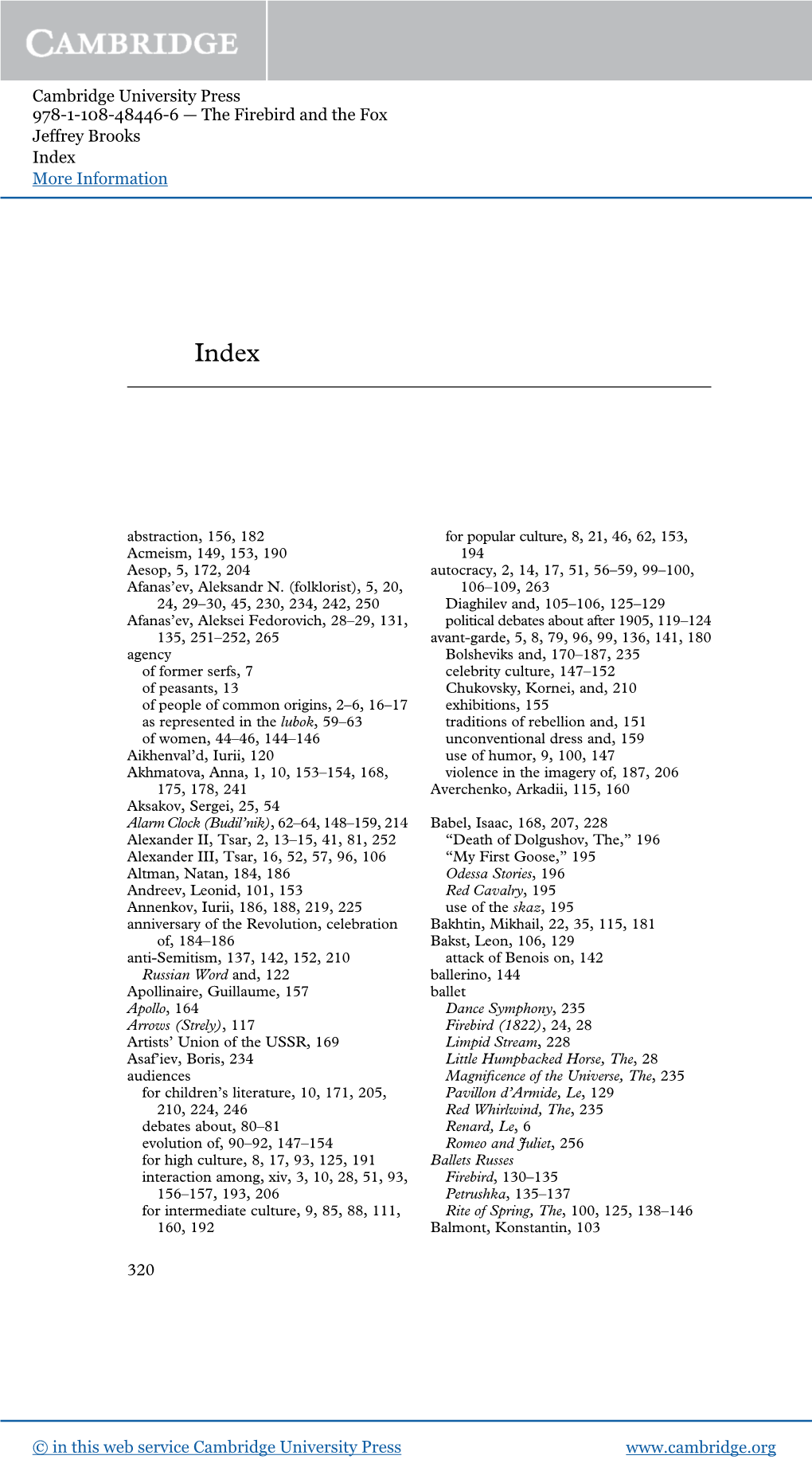 The Firebird and the Fox Jeffrey Brooks Index More Information Www