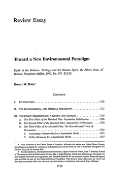 Toward a New Environmental Paradigm