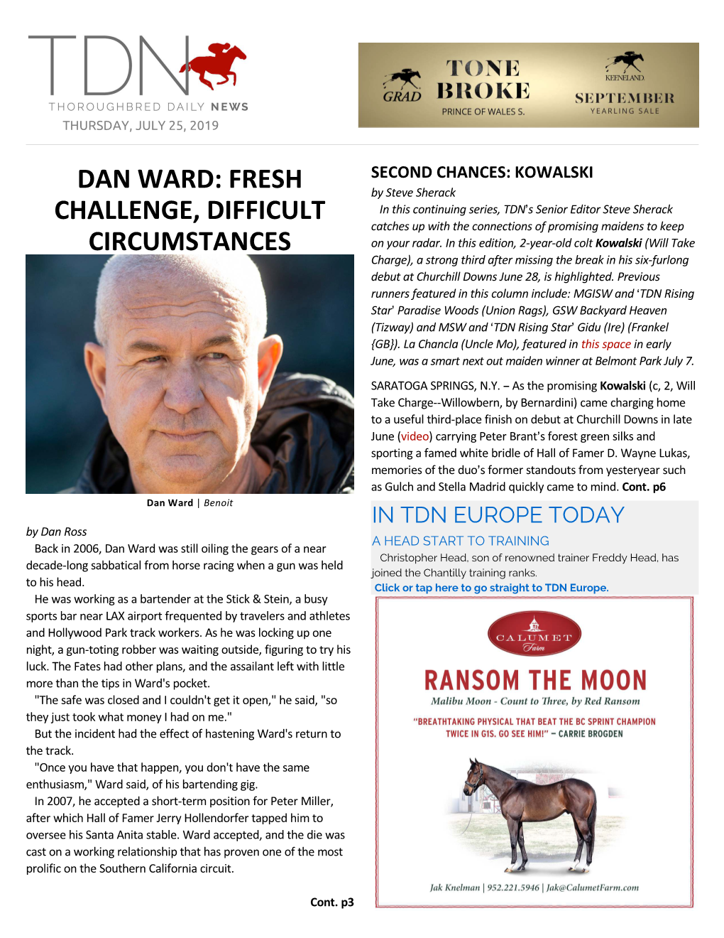 Dan Ward: Fresh Challenge, Difficult Circumstances