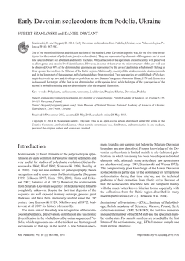 Early Devonian Scolecodonts from Podolia, Ukraine