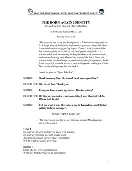THE BORN AGAIN IDENTITY Created by Rob Howard • David Guthrie