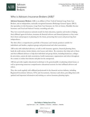 Who Is Advisors Insurance Brokers (AIB)?