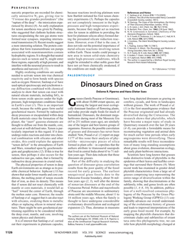 Dinosaurs Dined on Grass Ray Diffraction Combined with Chemical Analysis to Show That Xenon Can React with Dolores R