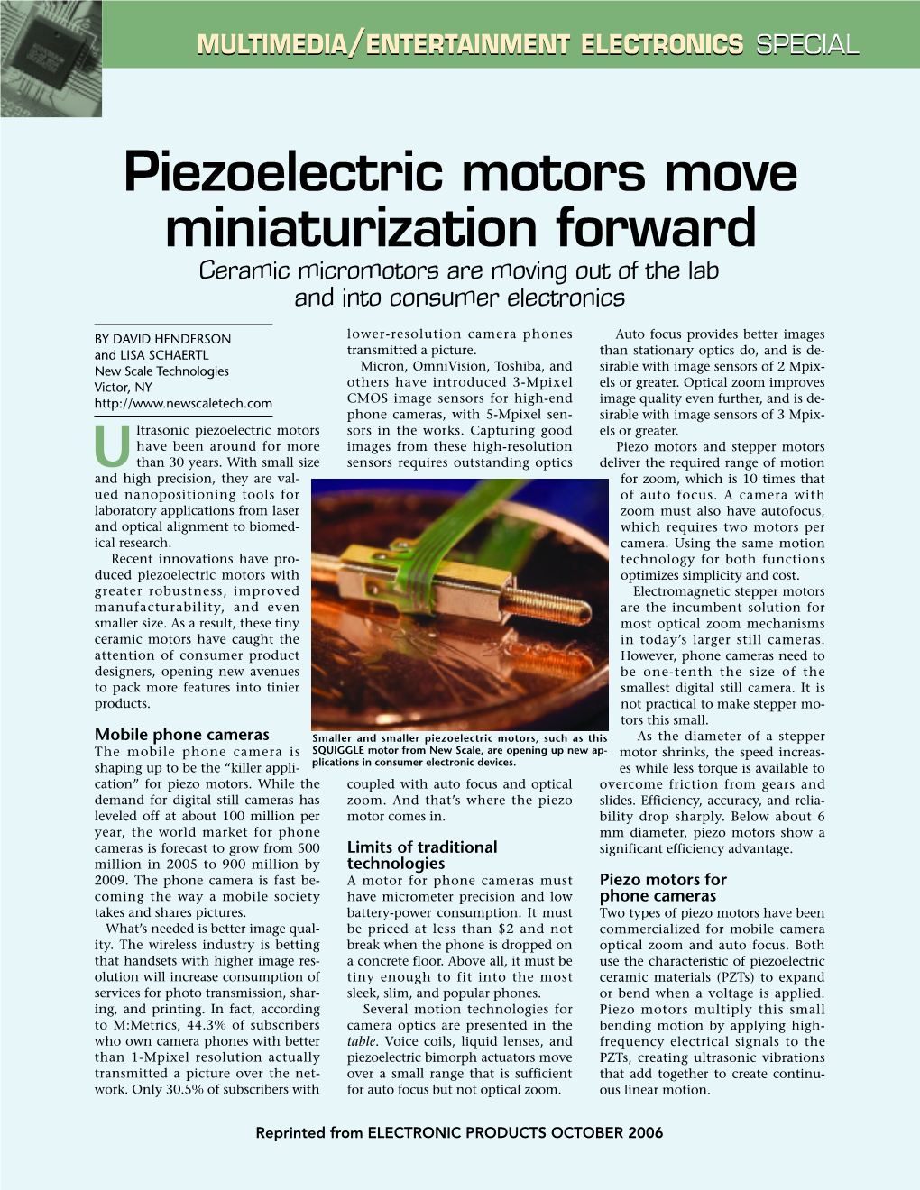 Piezo Motors Move Miniaturization Forward