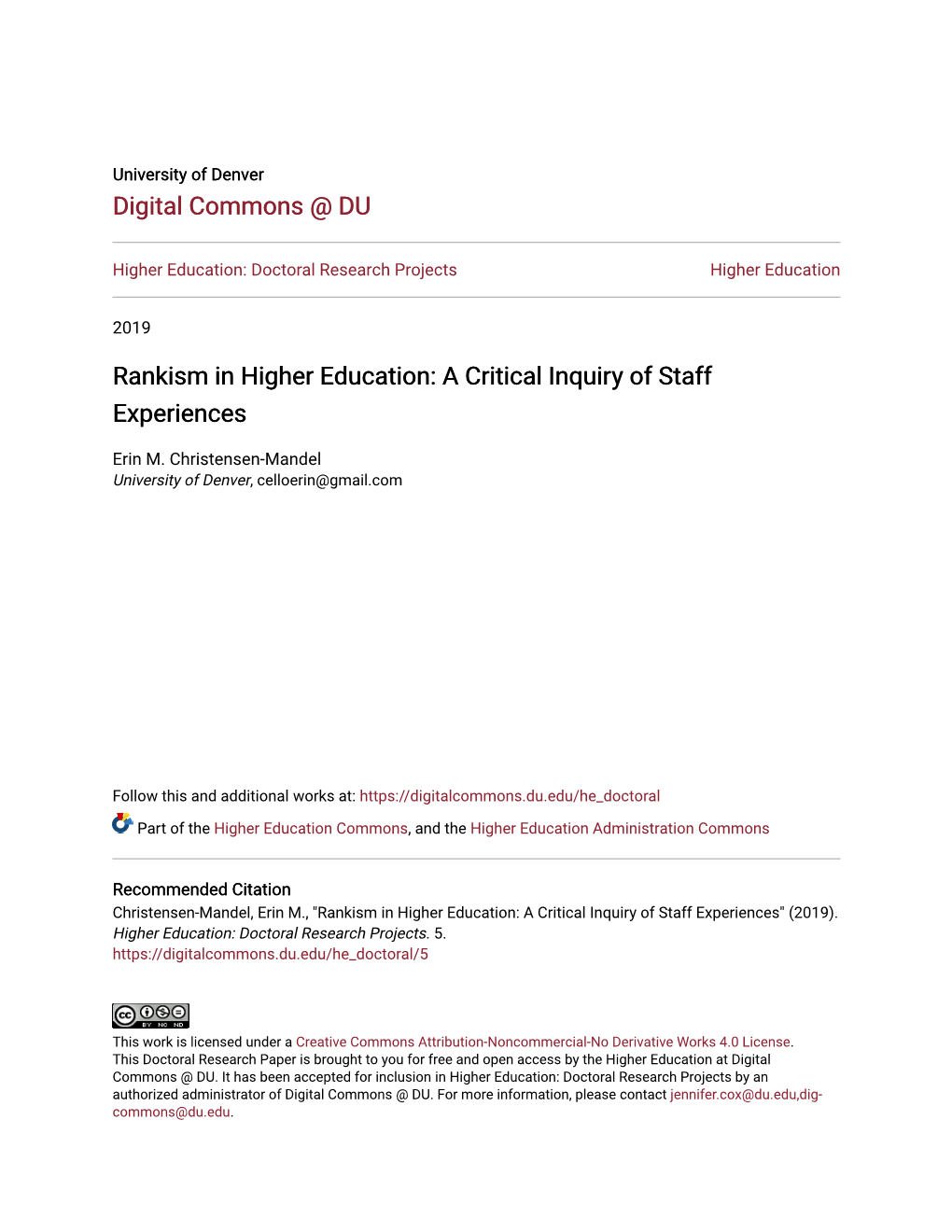Rankism in Higher Education: a Critical Inquiry of Staff Experiences