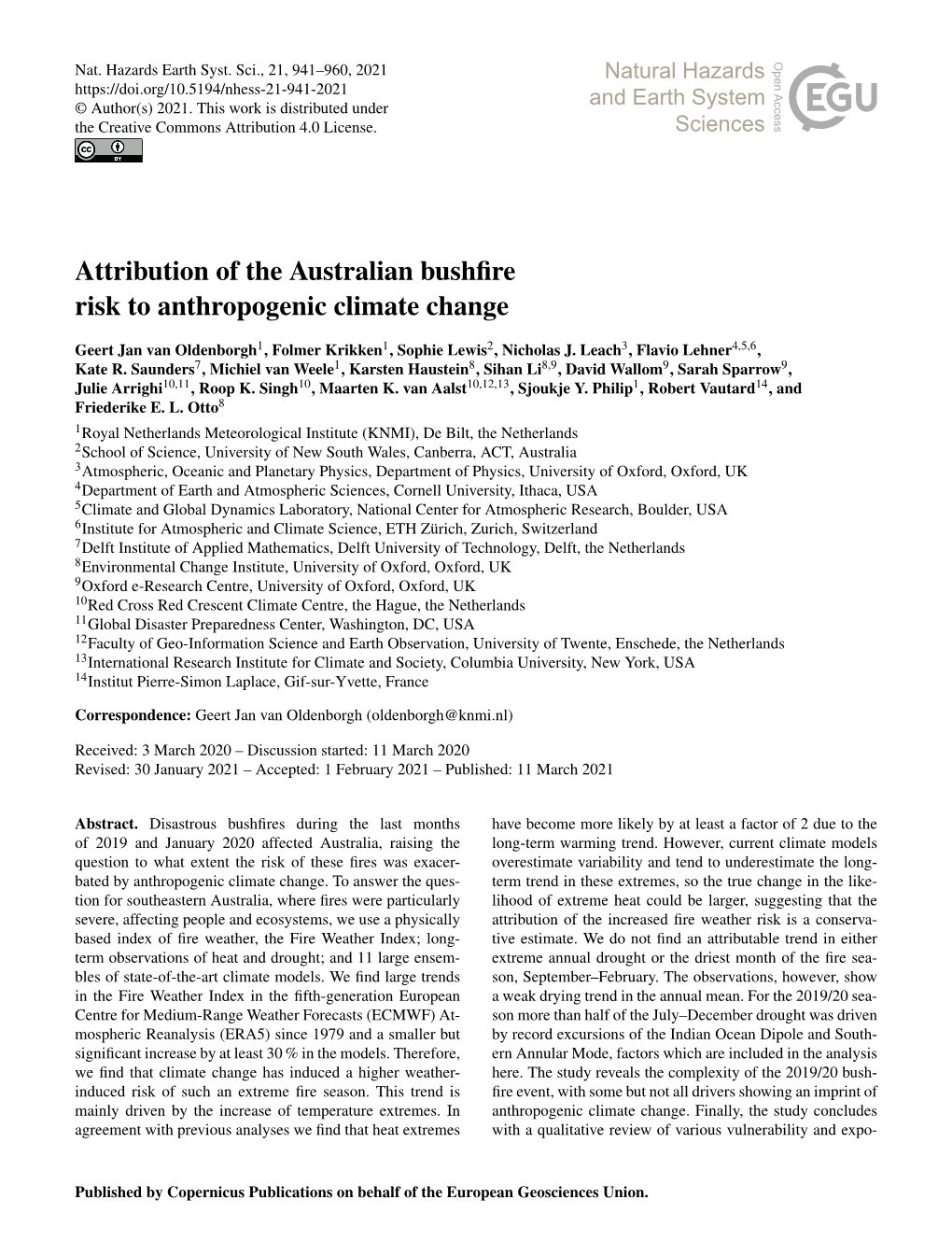 Attribution of the Australian Bushfire Risk to Anthropogenic Climate Change