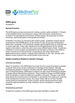 EDN3 Gene Endothelin 3