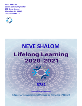 Ad Ed Book Neve Shalom 2020-21.Pub