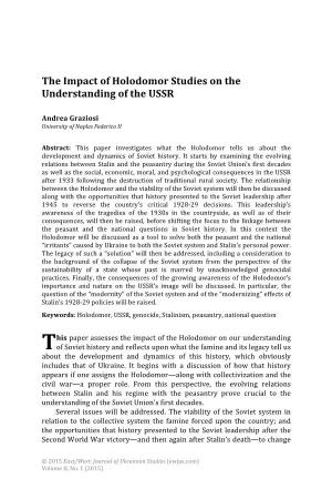 The Impact of Holodomor Studies on the Understanding of the USSR