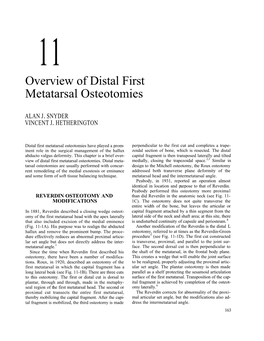 Overview of Distal First Metatarsal Osteotomies 165
