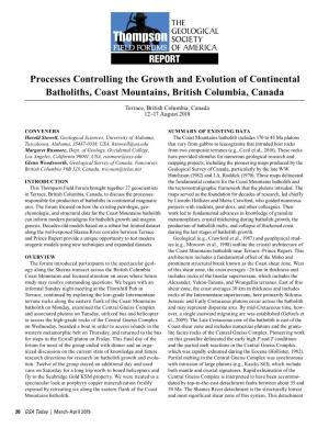 REPORT Processes Controlling the Growth and Evolution Of
