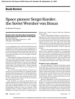Space Pioneer Sergei Korolev, the Soviet Wernher Von Braun