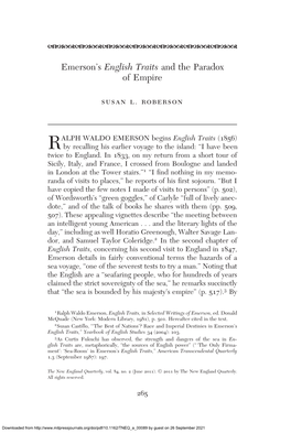 Emerson's English Traits and the Paradox of Empire