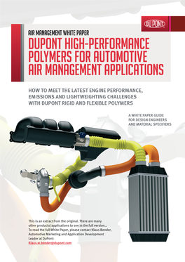 How to Meet the Latest Engine Performance, Emissions and Lightweighting Challenges with Dupont Rigid and Flexible Polymers
