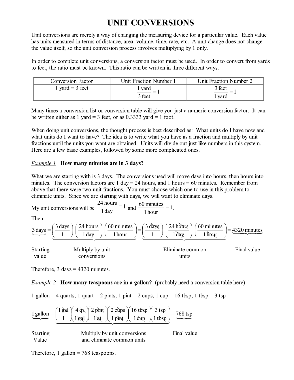 Unit Conversions