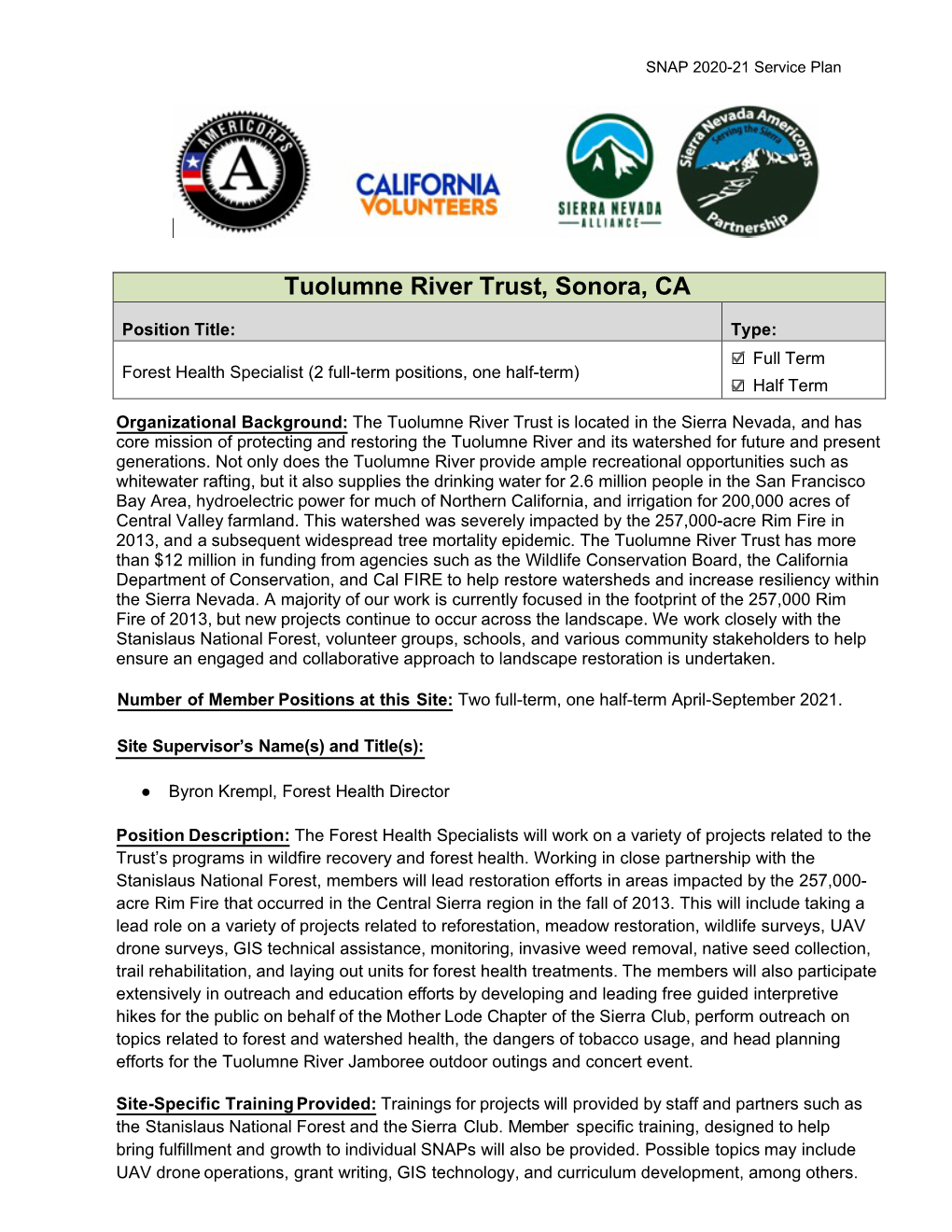 Tuolumne River Trust, Sonora, CA