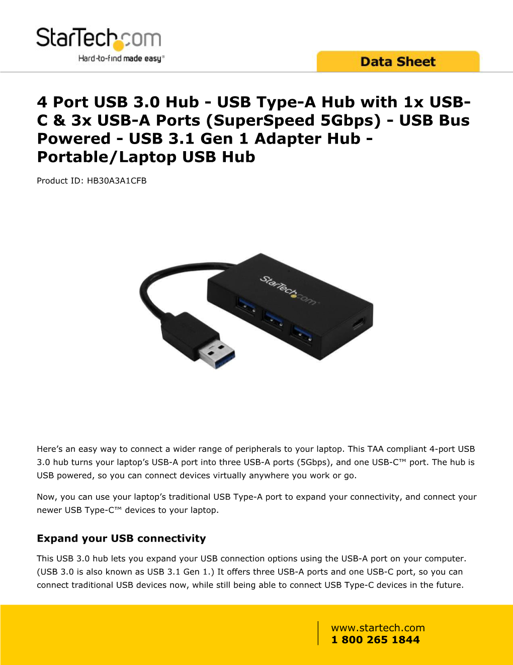 4-Port USB 3.0 Hub with USB-C | USB Hubs