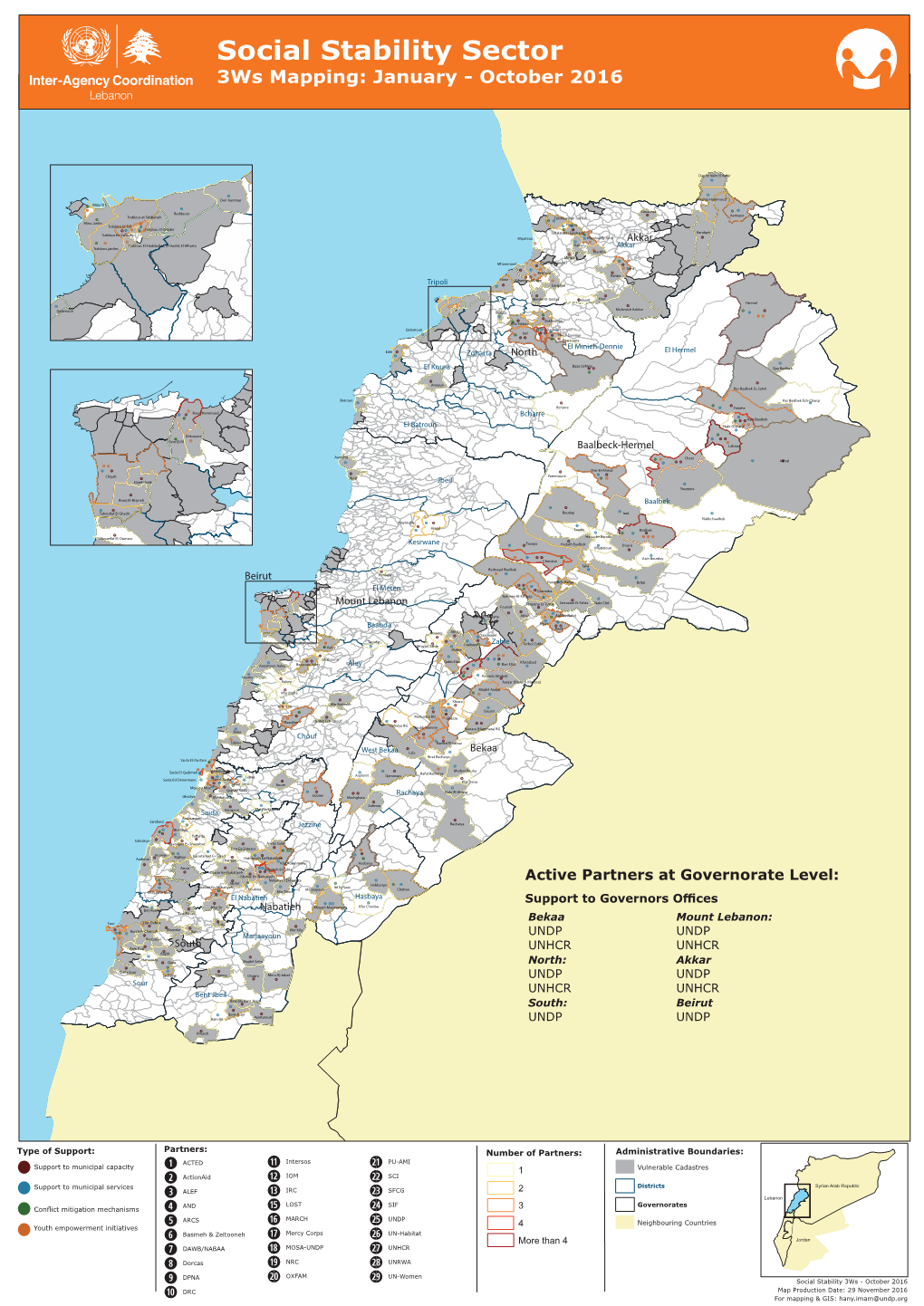 Social Stability Sector 3Ws Mapping: January - October 2016