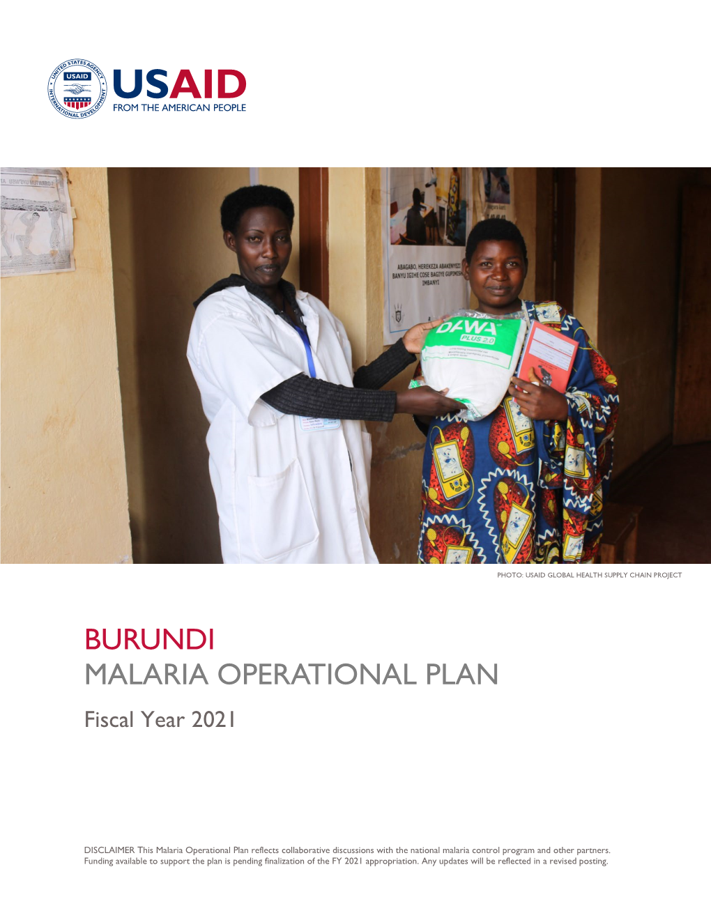 BURUNDI MALARIA OPERATIONAL PLAN Fiscal Year 2021