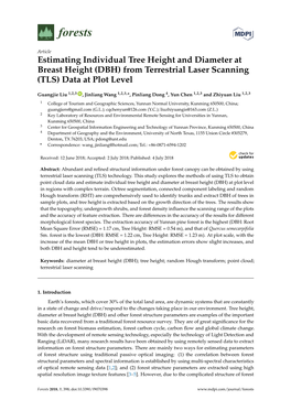 DBH) from Terrestrial Laser Scanning (TLS) Data at Plot Level