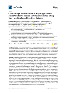 Circulating Concentrations of Key Regulators of Nitric Oxide Production in Undernourished Sheep Carrying Single and Multiple Fetuses
