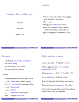 Foundations of Relations and Kleene Algebra