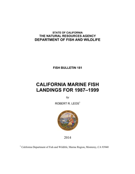 California Marine Fish Landings for 1987–1999