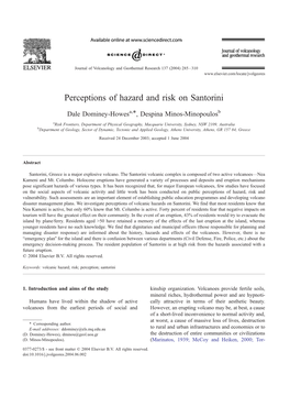Perceptions of Hazard and Risk on Santorini