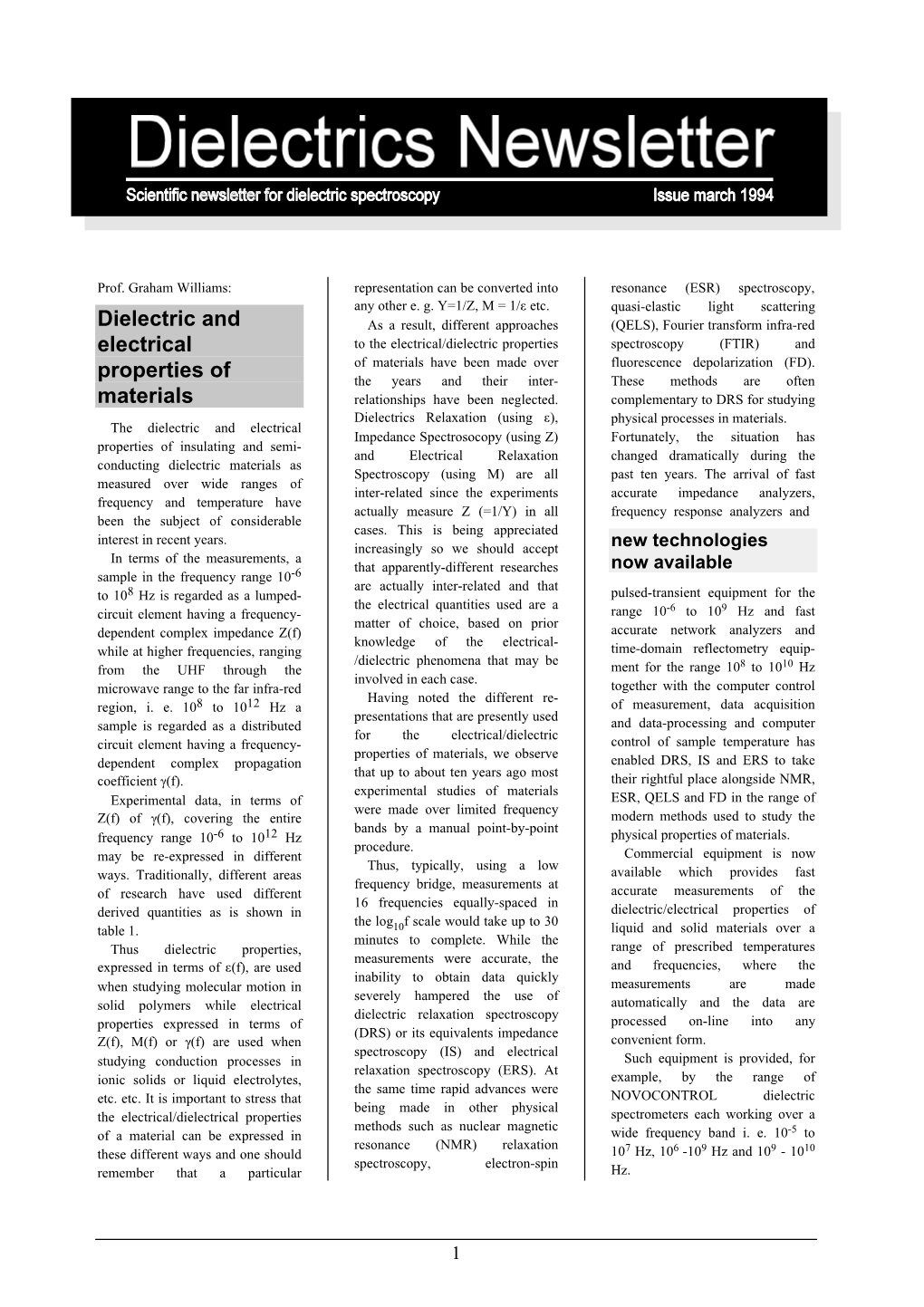 Dielectric and Electrical Properties of Materials