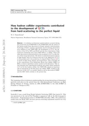 How Hadron Collider Experiments Contributed to the Development Ofqcd: from Hard-Scattering to the Perfect Liquid