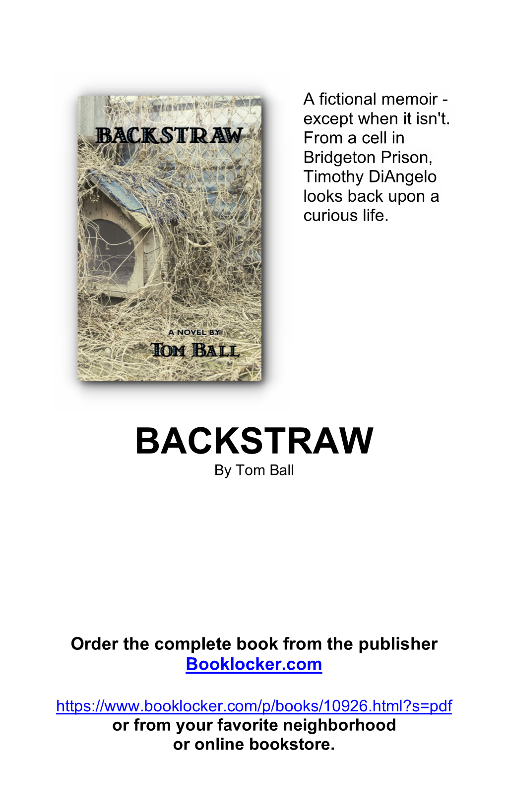 BACKSTRAW by Tom Ball