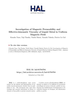 Investigation of Magnetic Permeability and Effective-Kinematic Viscosity Of