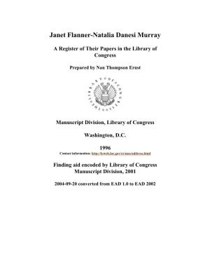 Papers of Janet Flanner-Natalia Danesi Murray [Finding Aid]. Library