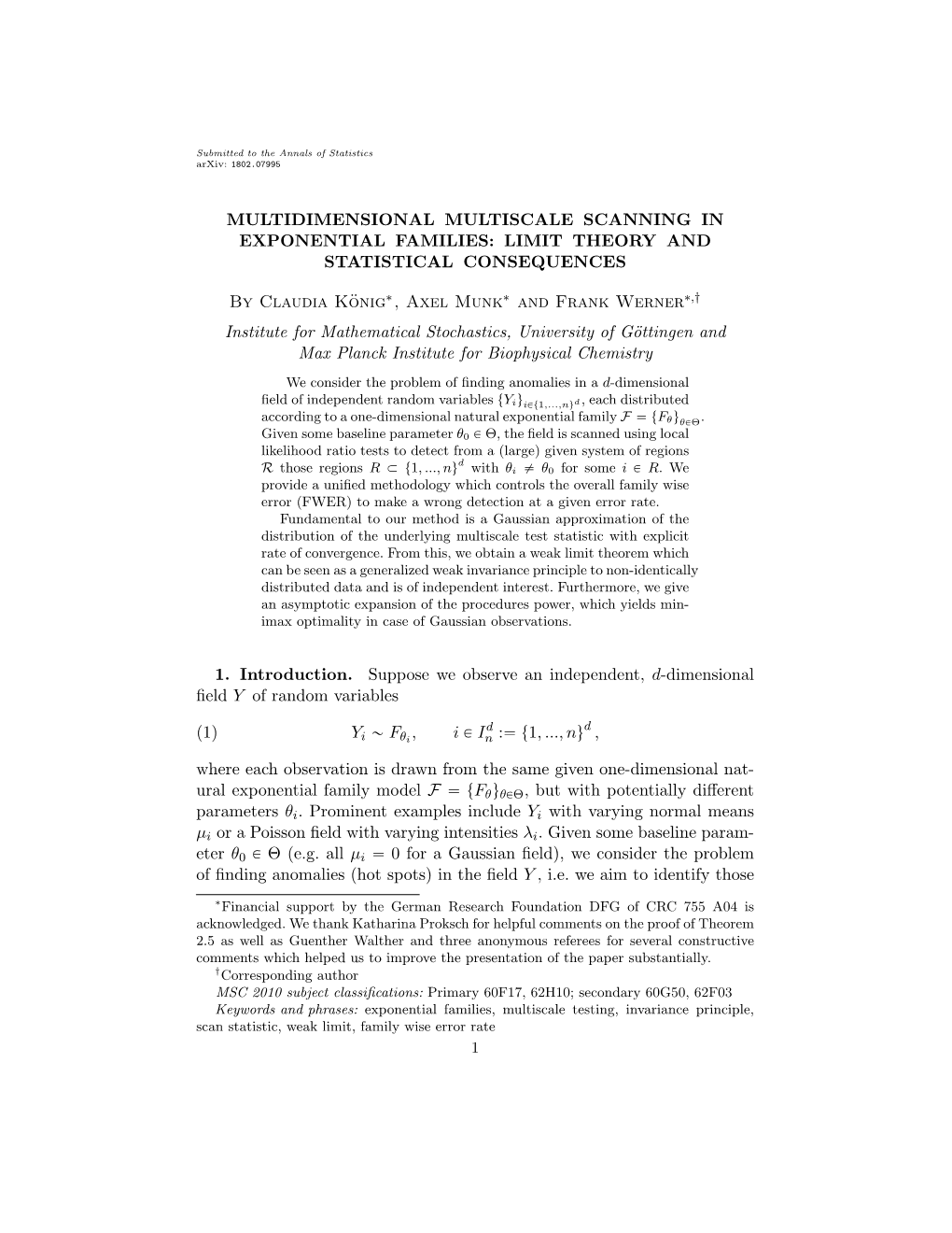 Multidimensional Multiscale Scanning in Exponential Families: Limit Theory and Statistical Consequences