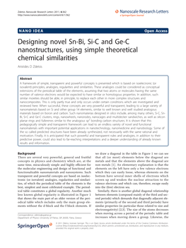 Designing Novel Sn-Bi, Si-C and Ge-C Nanostructures, Using Simple Theoretical Chemical Similarities Aristides D Zdetsis