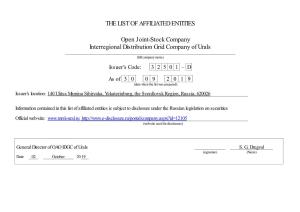THE LIST of AFFILIATED ENTITIES Open Joint-Stock Company