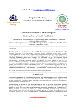 Cervical Erosion As Result of Infectious Vaginitis