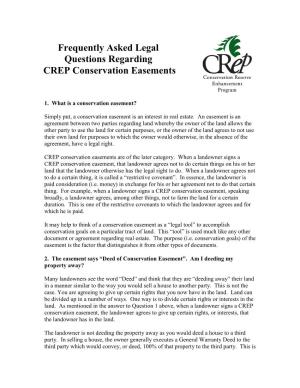 Frequently Asked Legal Questions Regarding CREP Conservation Easements