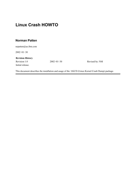 Linux Crash HOWTO
