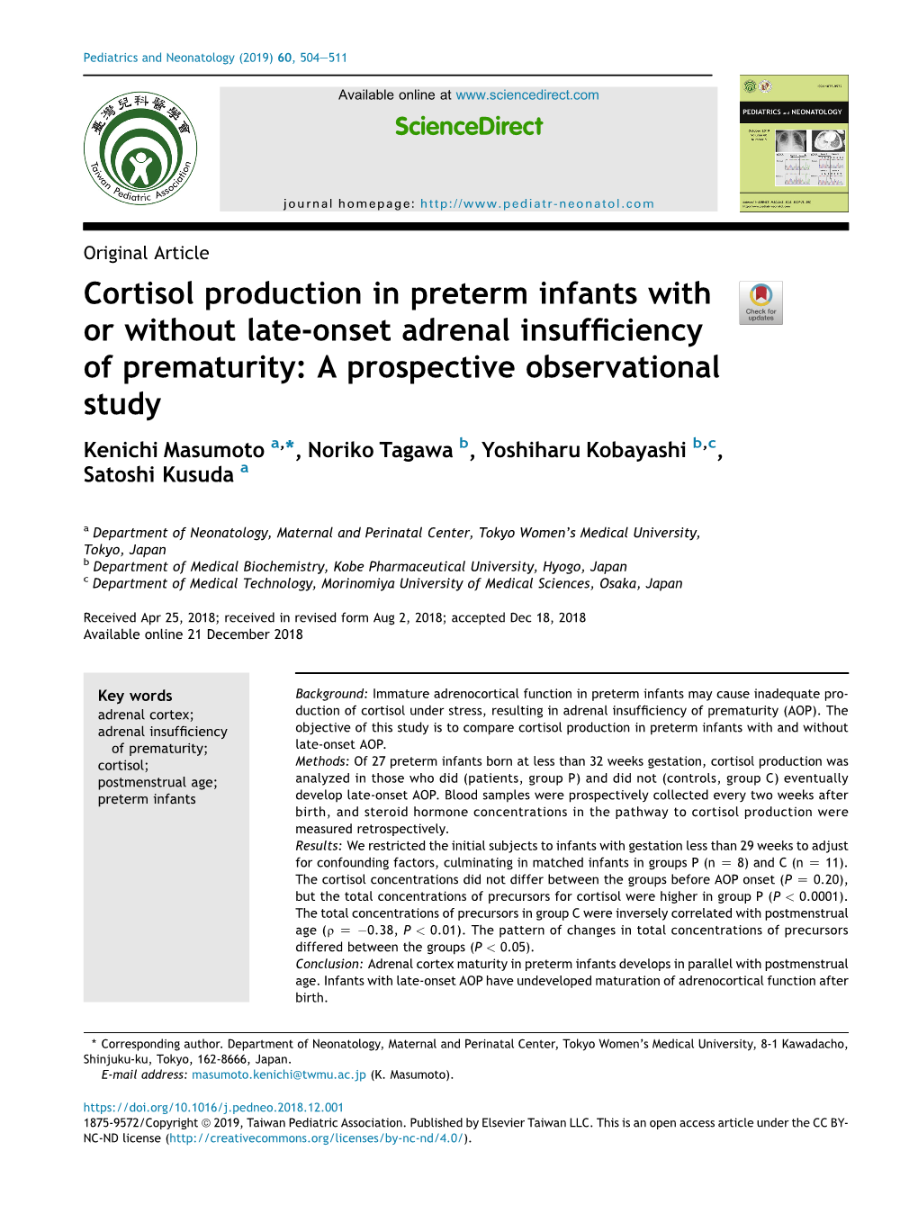 Cortisol Production in Preterm Infants with Or Without Late-Onset Adrenal