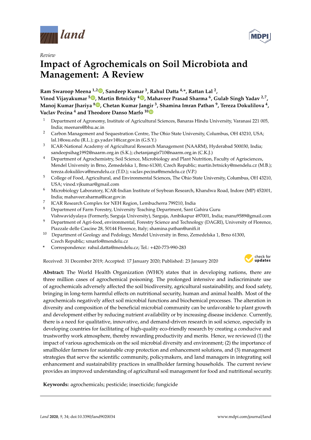 Impact of Agrochemicals on Soil Microbiota and Management: a Review