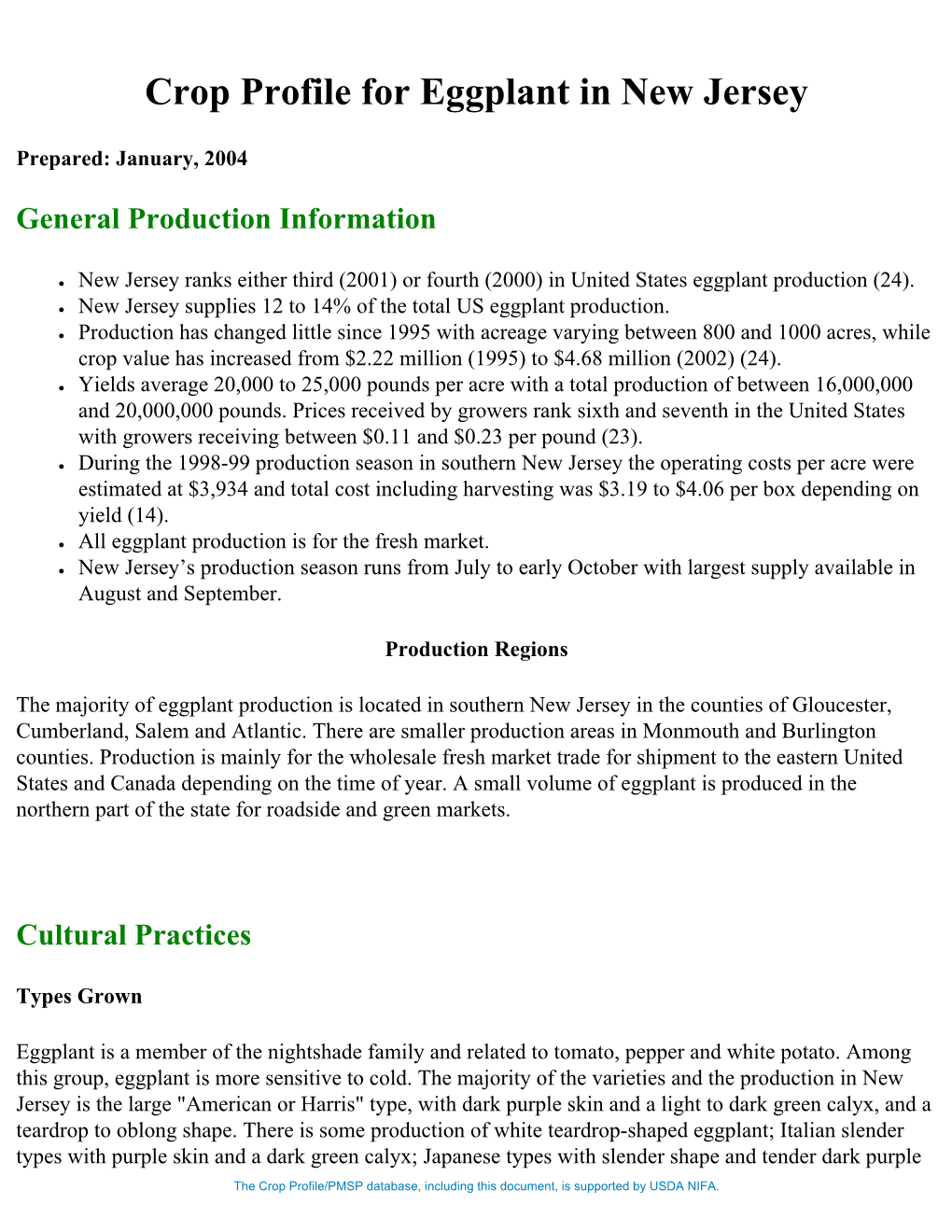 Crop Profile for Eggplant in New Jersey